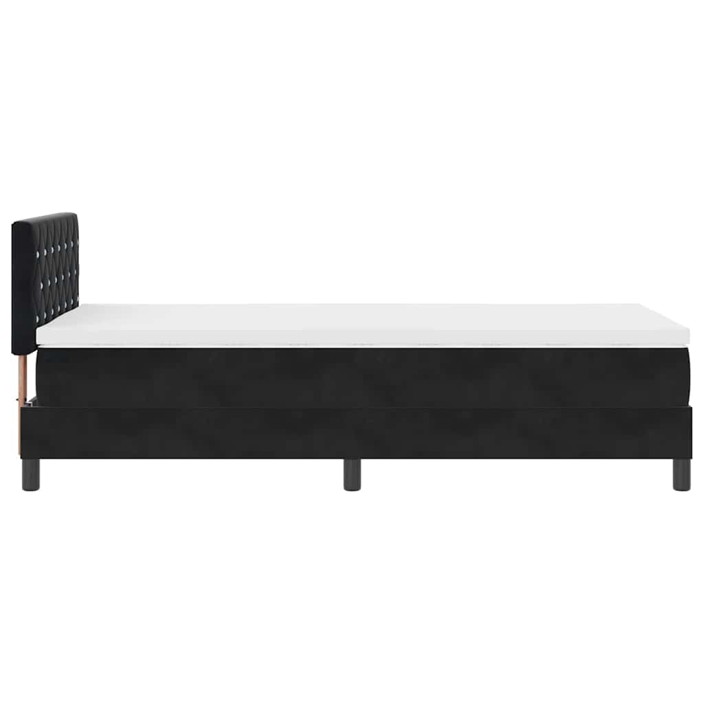 LED Box Spring Krevet s madracem Crna 90 x 200 cm Baršun