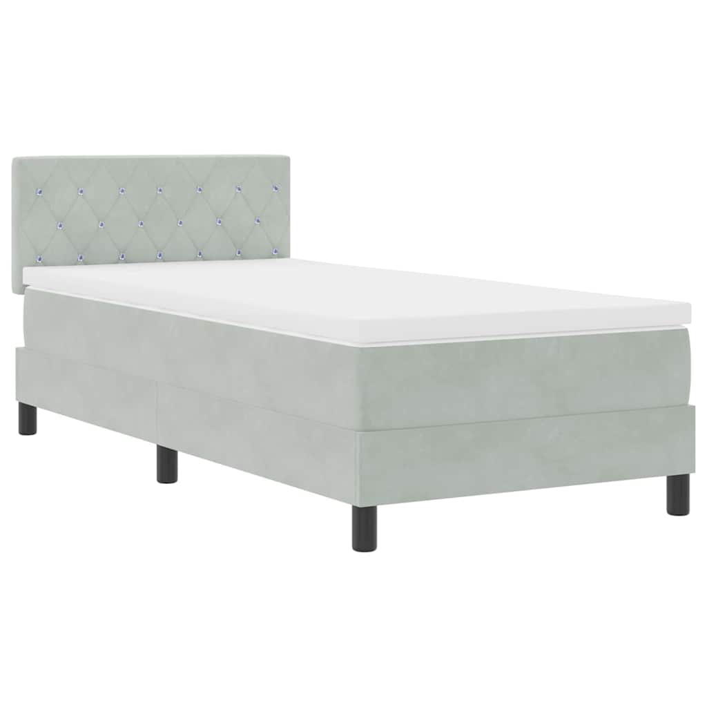 LED Box Spring Krevet Svijetlo siva 100 x 200 cm Baršun