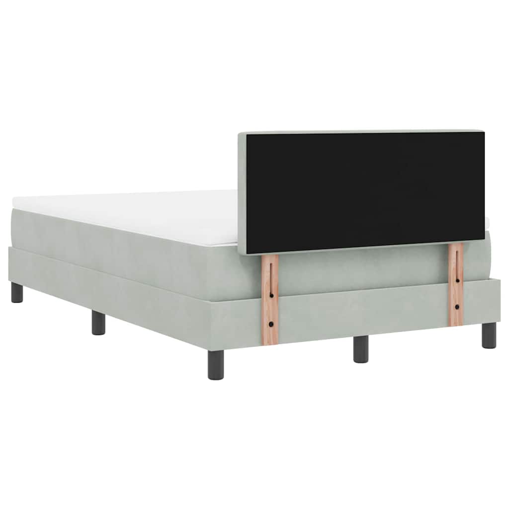 LED Box Spring Krevet Svijetlo siva 120 x 190 cm Baršun