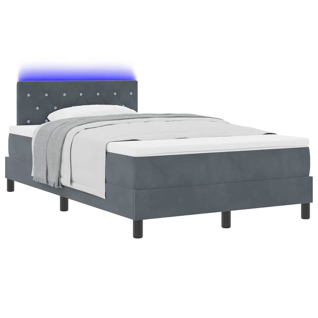 LED Box Spring Krevet s madracem Tamno siva 120 x 190 cm Baršun