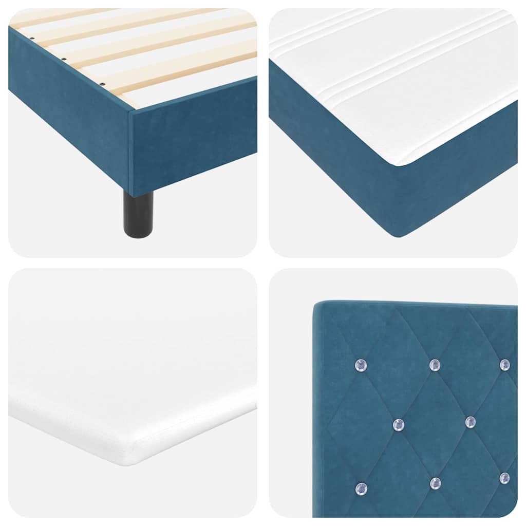 LED Box Spring Krevet Tamno plava 120 x 190 cm Baršun