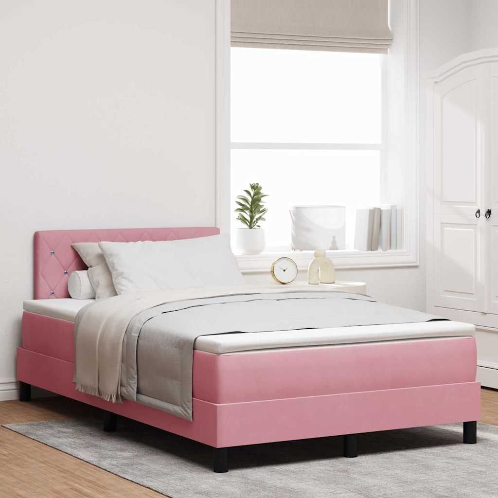LED Box Spring Krevet Ružičasta 120 x 190 cm Baršun