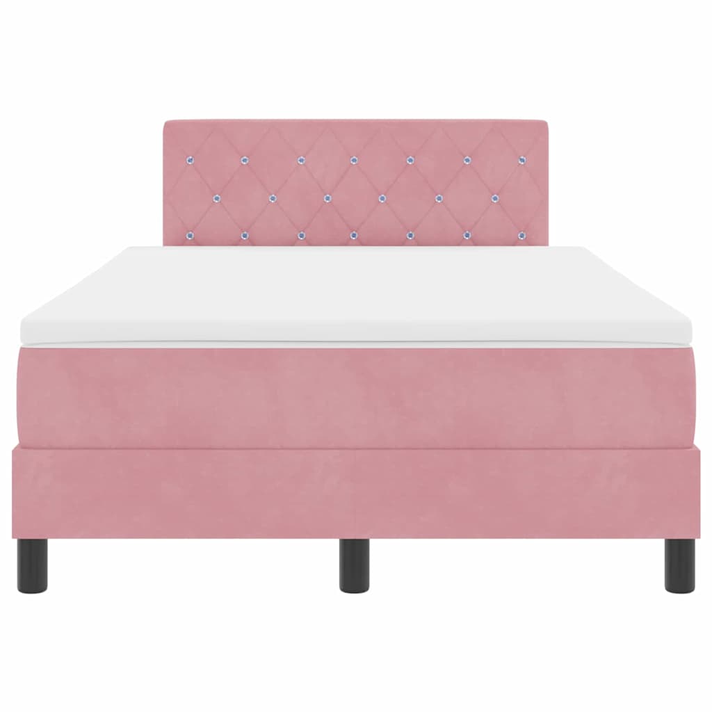 LED Box Spring Krevet Ružičasta 120 x 190 cm Baršun