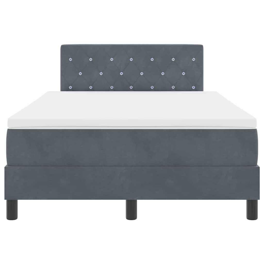 LED Box Spring Krevet s madracem Tamno siva 120 x 200 cm Baršun