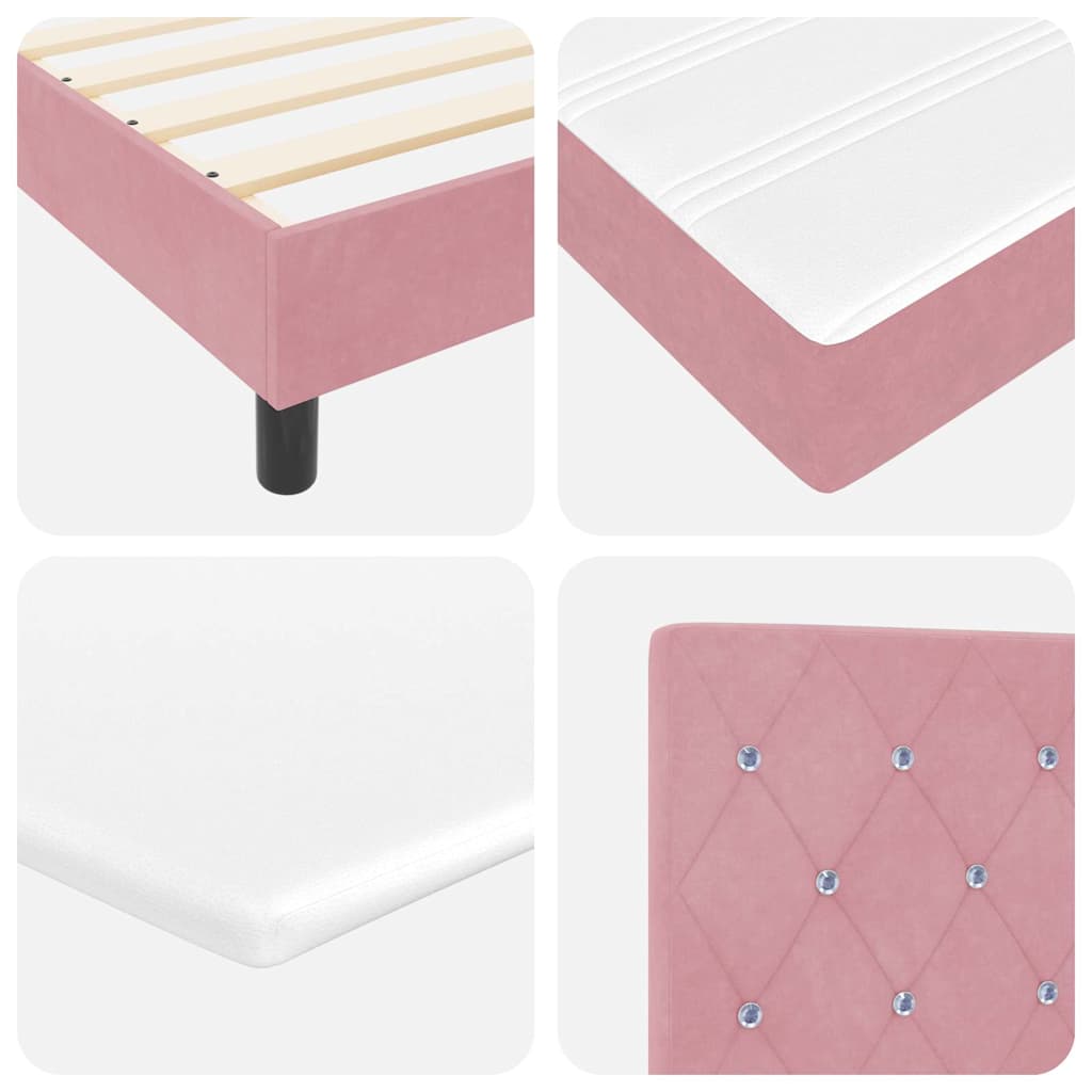 LED Box Spring Krevet s madracem Ružičasta 120 x 200 cm Baršun