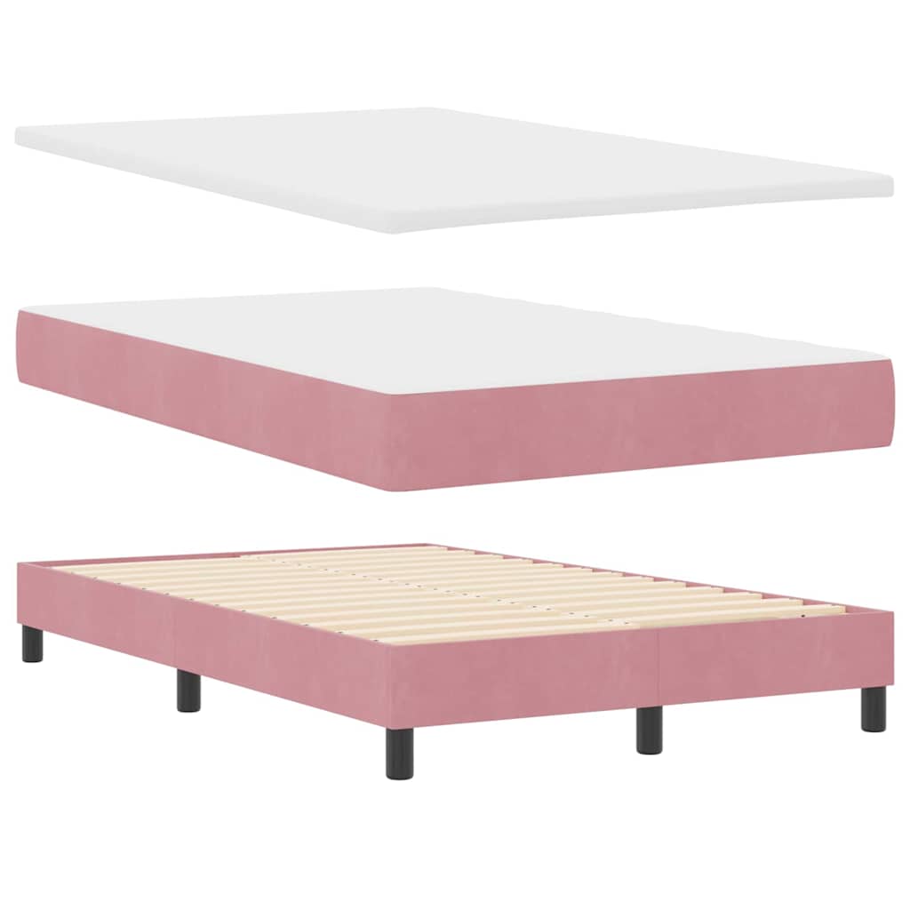 LED Box Spring Krevet s madracem Ružičasta 120 x 200 cm Baršun