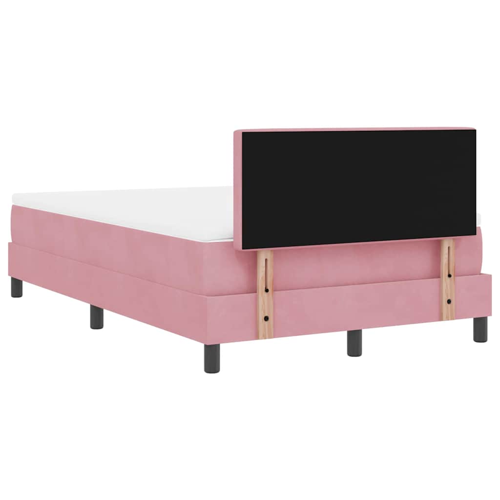 LED Box Spring Krevet s madracem Ružičasta 120 x 200 cm Baršun