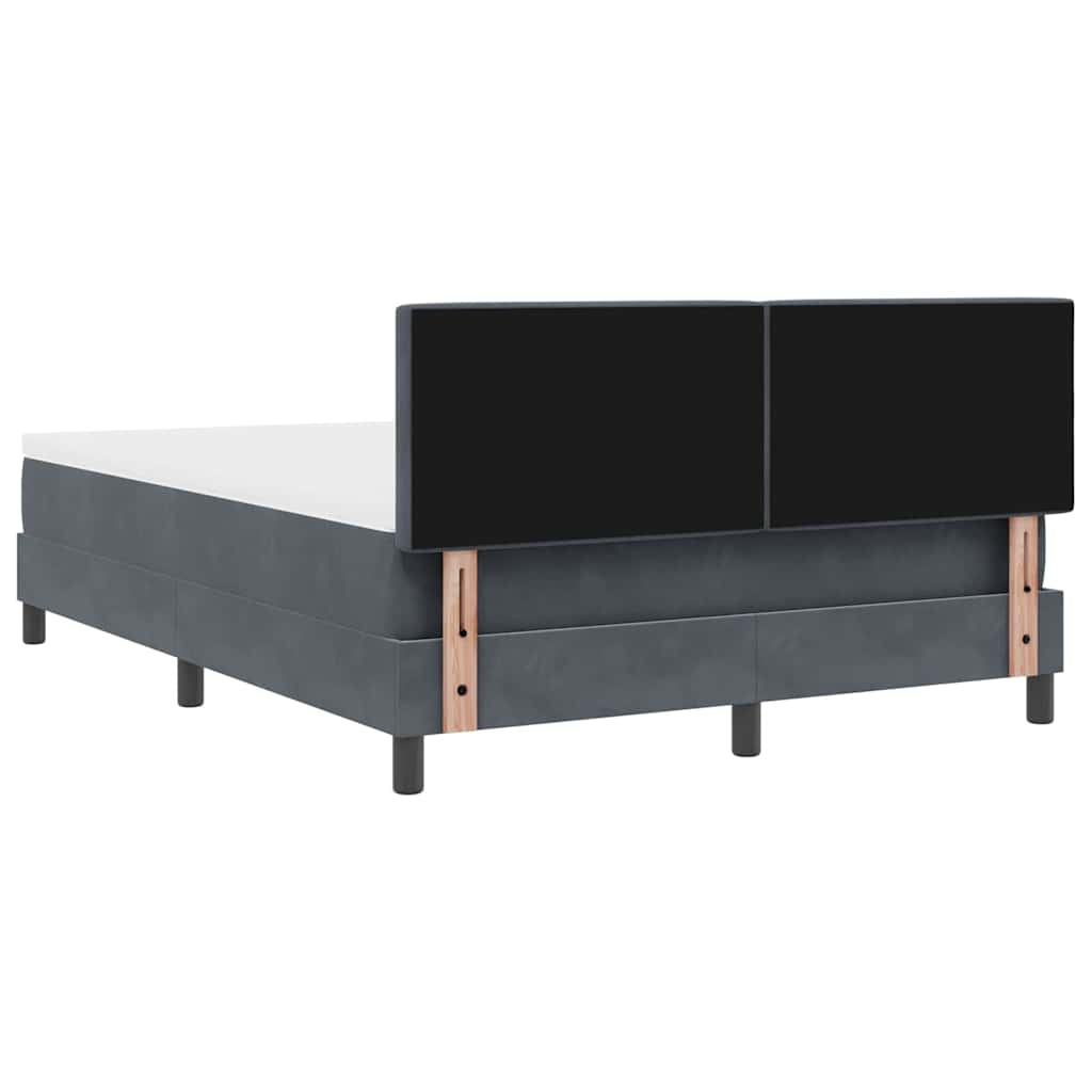 LED Box Spring Krevet Tamno siva 140 x 200 cm Baršun