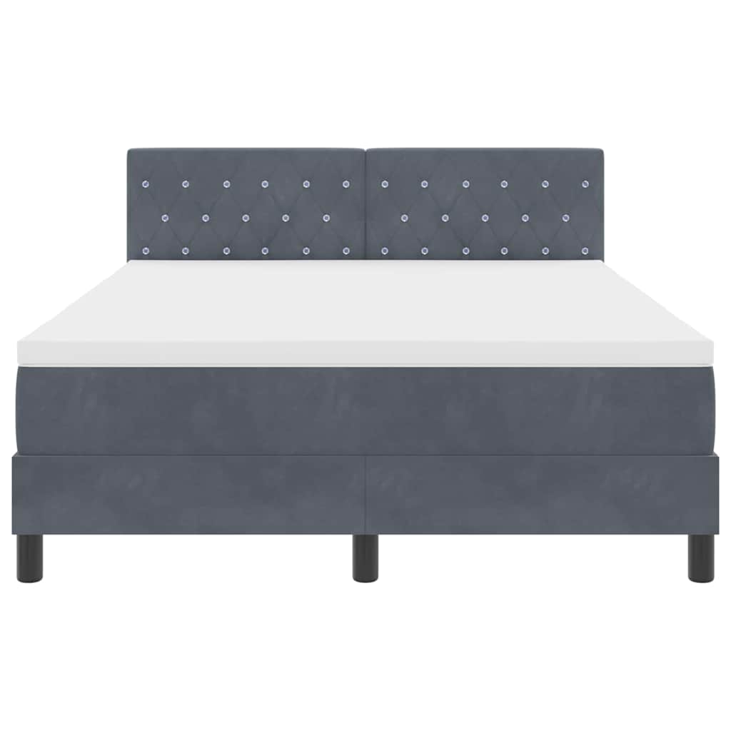 LED Box Spring Krevet Tamno siva 140 x 200 cm Baršun