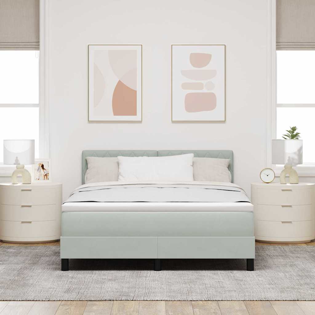 LED Box Spring Krevet Svijetlo siva 160 x 200 cm Baršun