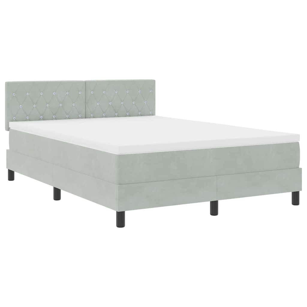 LED Box Spring Krevet Svijetlo siva 160 x 200 cm Baršun