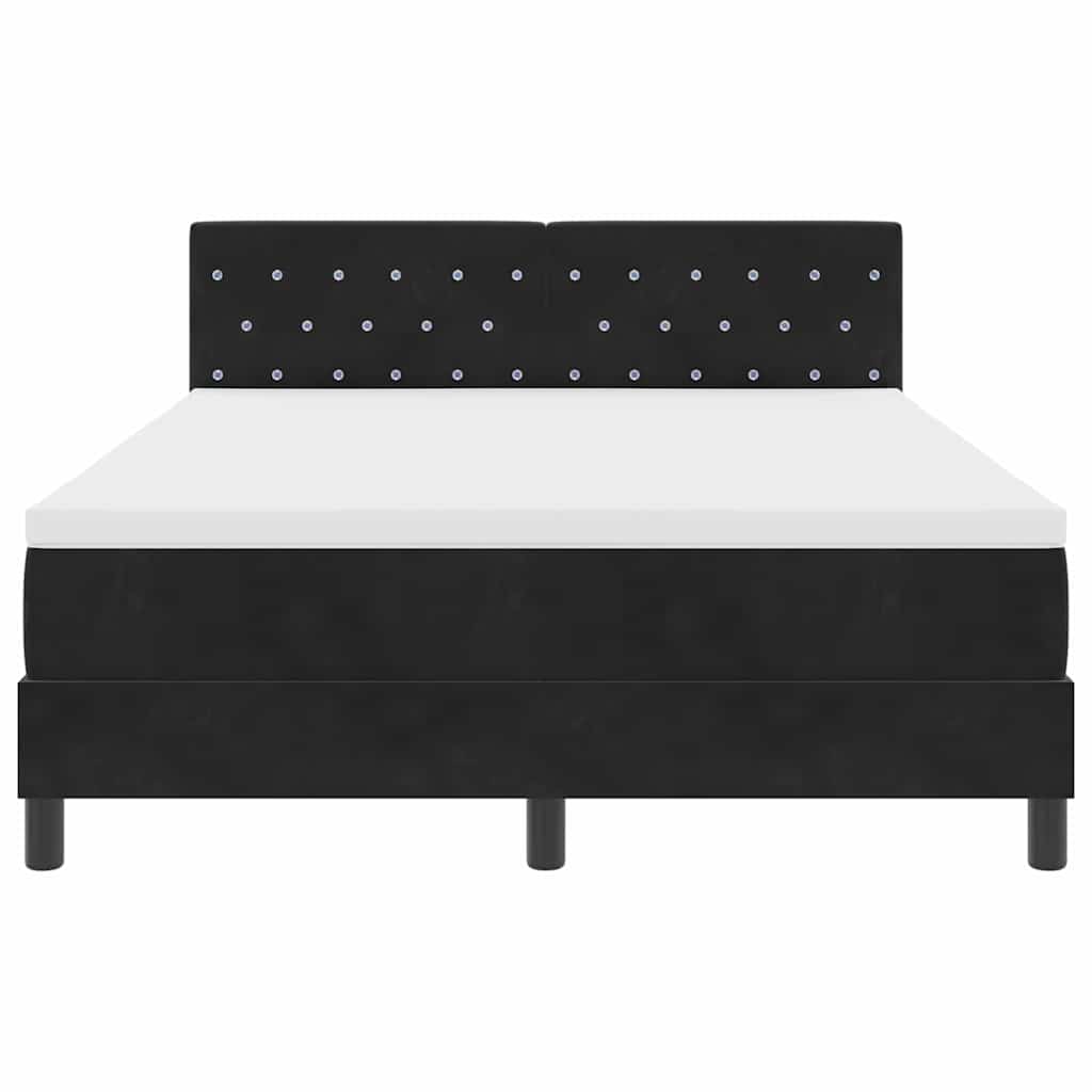 LED Box Spring Krevet s madracem Crna 160 x 200 cm Baršun