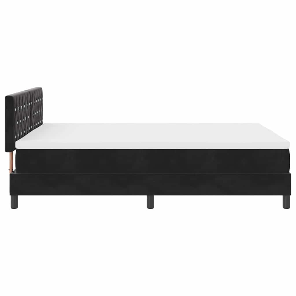 LED Box Spring Krevet s madracem Crna 160 x 200 cm Baršun