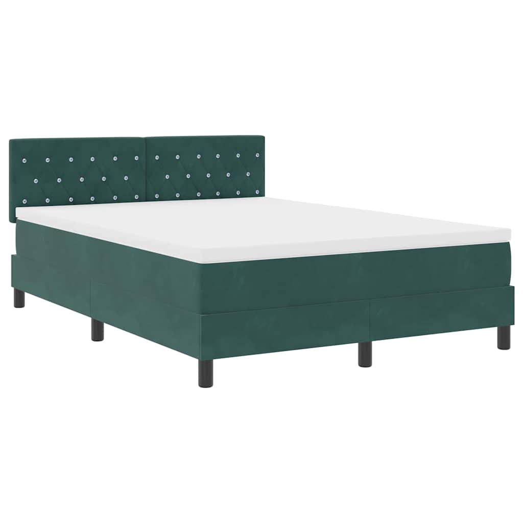 LED Box Spring Krevet Tamnozelena 160 x 200 cm Baršun