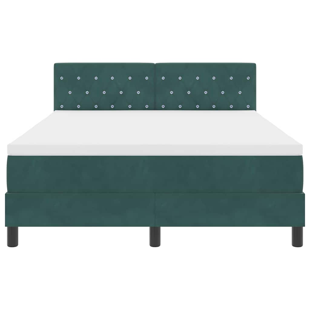 LED Box Spring Krevet Tamnozelena 160 x 200 cm Baršun
