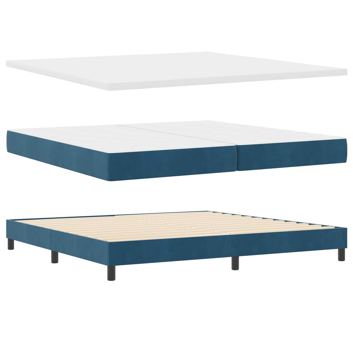 LED Box Spring Krevet Tamno plava 200 x 200 cm Baršun