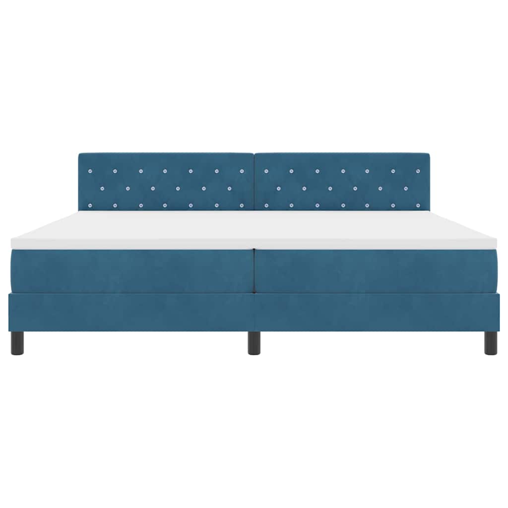 LED Box Spring Krevet Tamno plava 200 x 200 cm Baršun