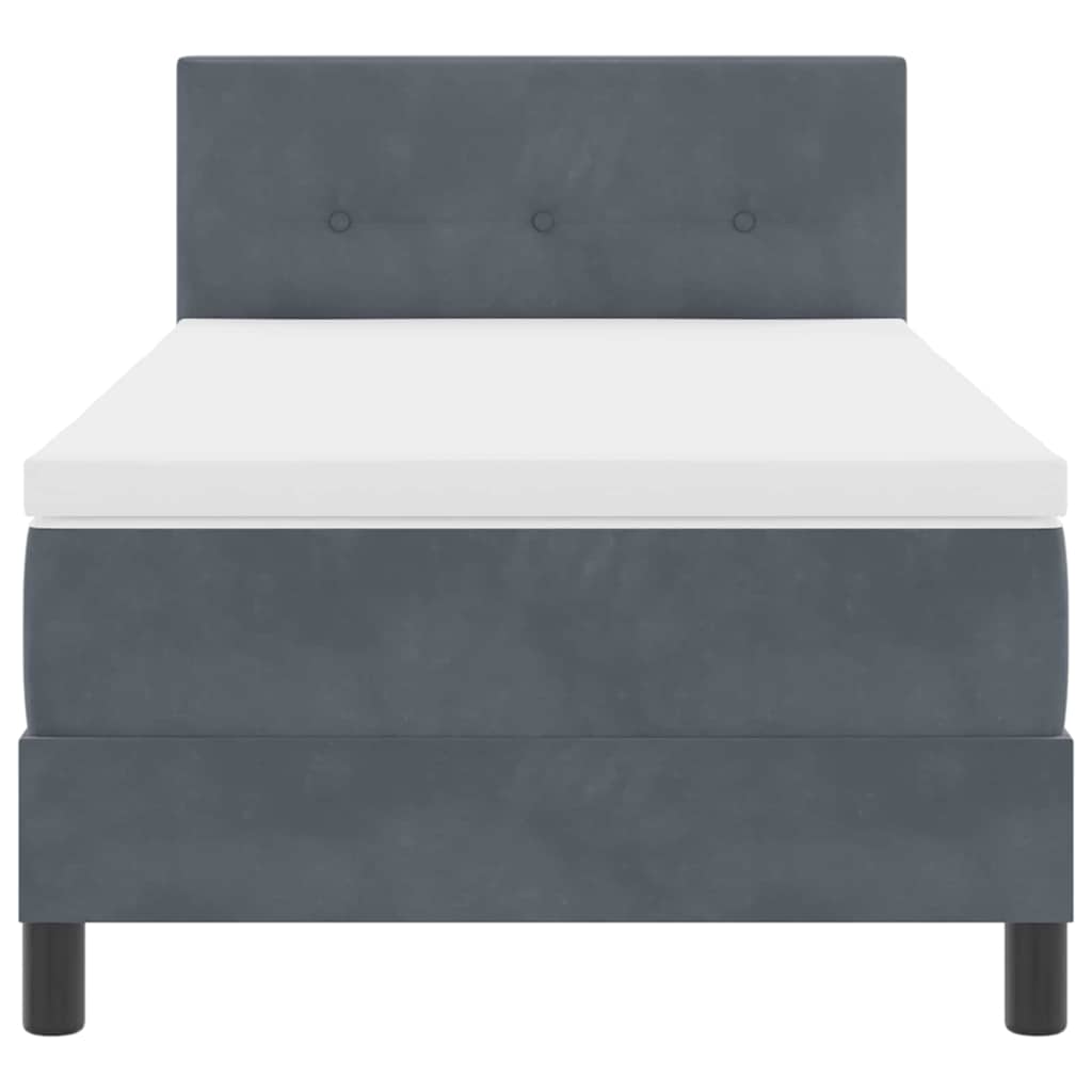LED Box Spring Krevet s madracem Tamno siva 80 x 200 cm Baršun