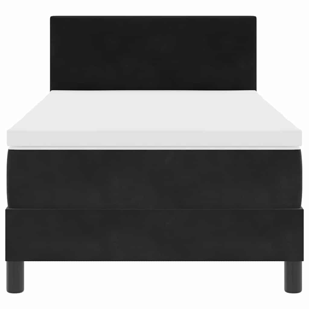 LED Box Spring Krevet s madracem Crna 80 x 200 cm Baršun