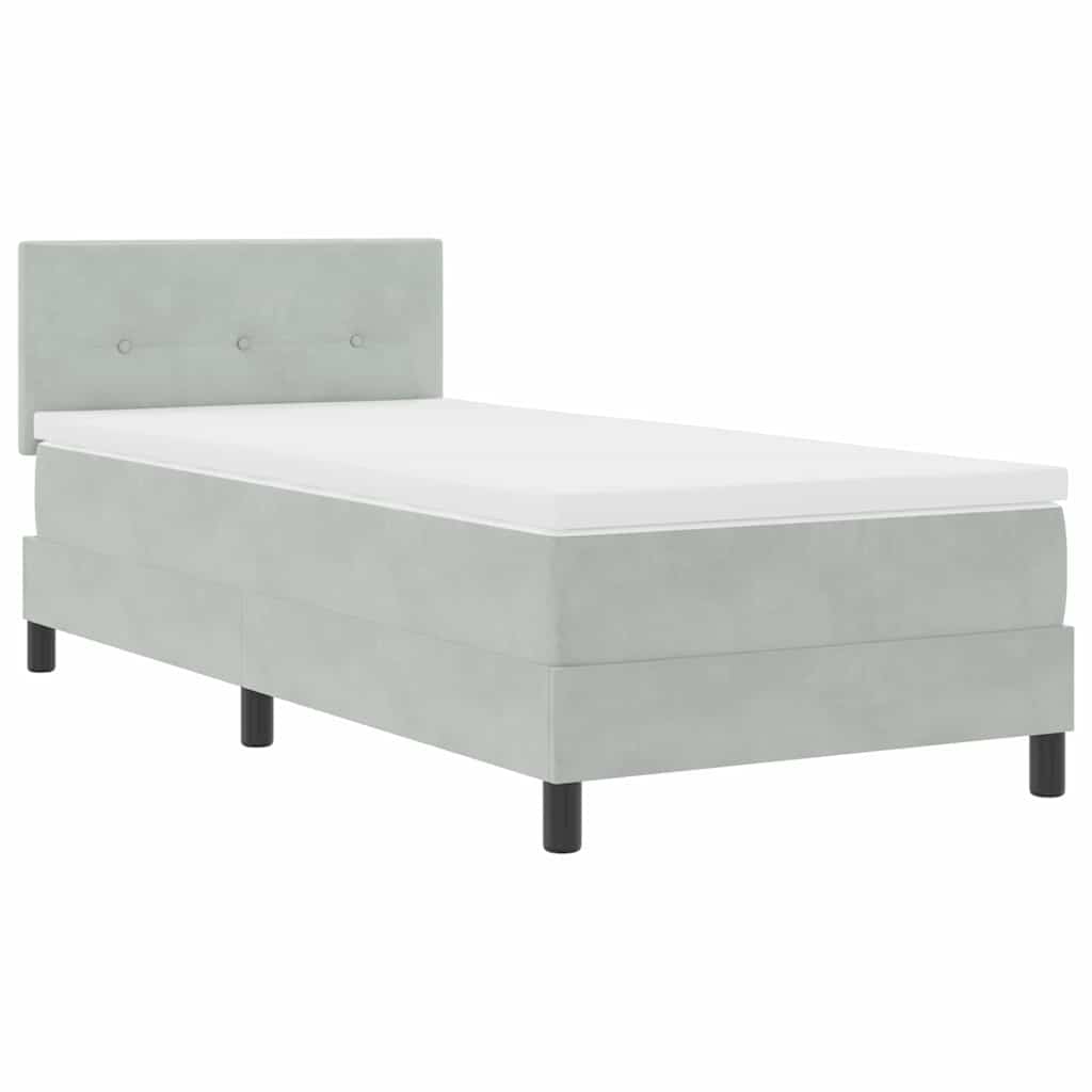 LED Box Spring Krevet Svijetlo siva 90 x 190 cm Baršun