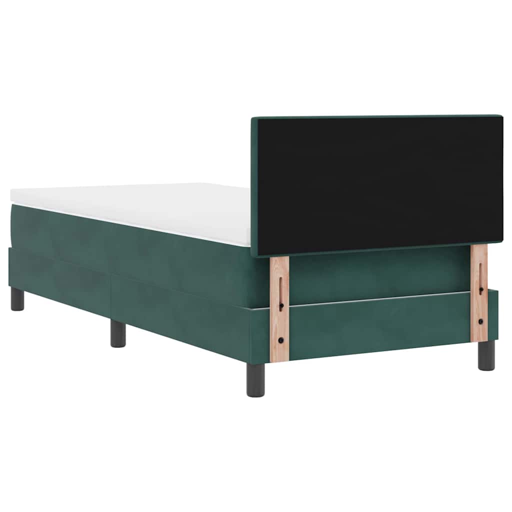 LED Box Spring Krevet s madracem Tamnozelena 90 x 190 cm Baršun