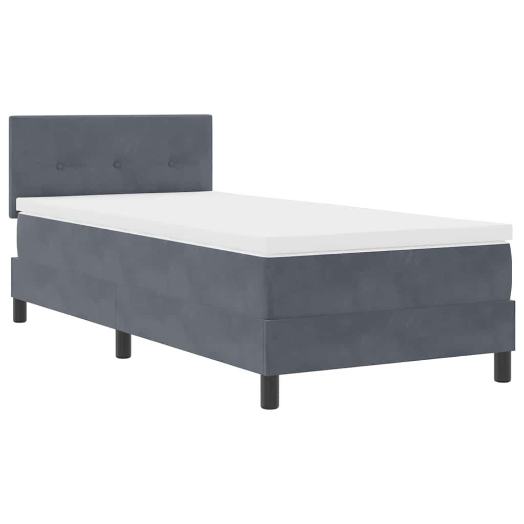 LED Box Spring Krevet Tamno siva 90 x 200 cm Baršun