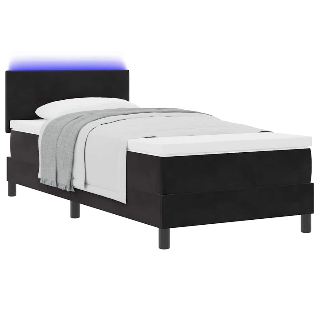 LED Box Spring Krevet s LED trakama Crna 90 x 200 cm Baršun
