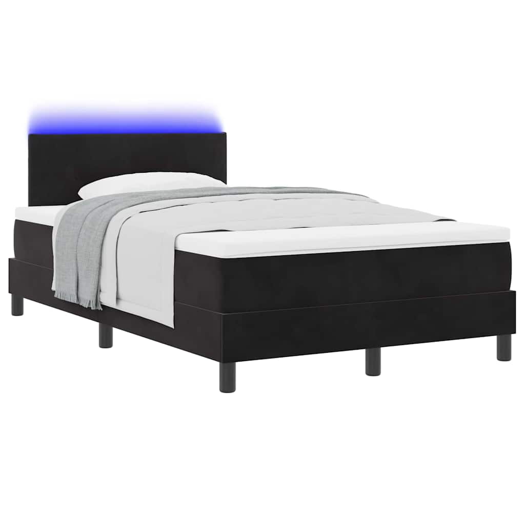 LED Box Spring Krevet s LED trakama Crna 120 x 190 cm Baršun