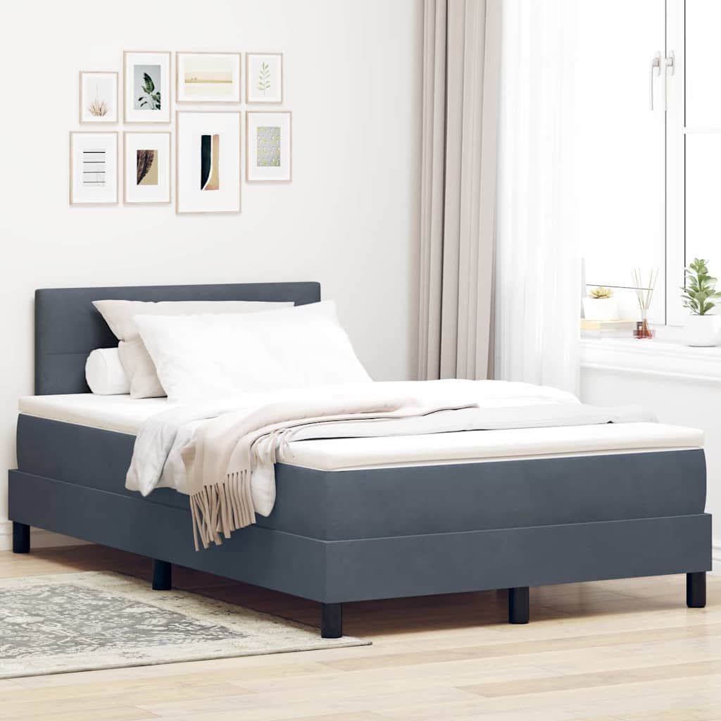 LED Box Spring Krevet s madracem Tamno siva 120 x 200 cm Baršun