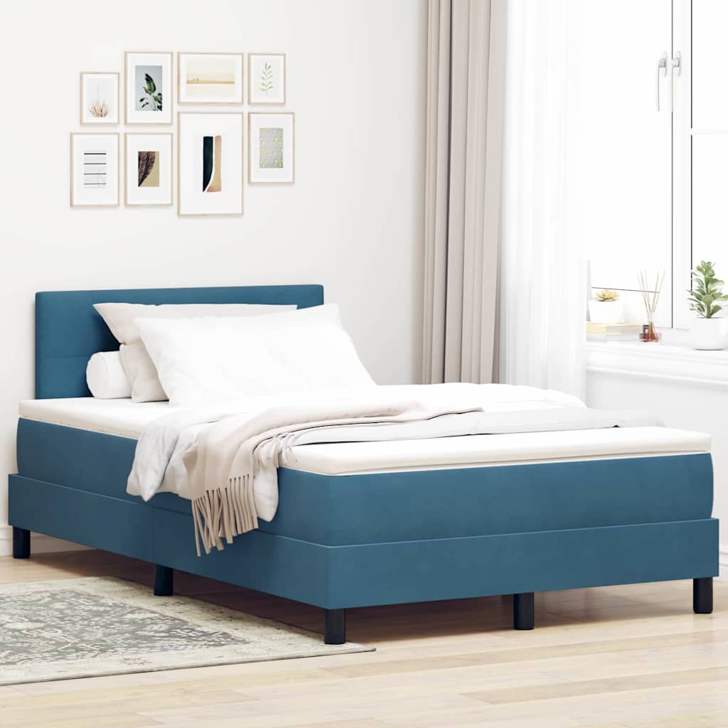 LED Box Spring Krevet Tamno plava 120 x 200 cm Baršun