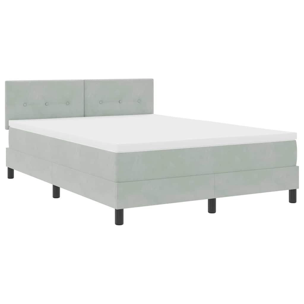 LED Box Spring Krevet Svijetlo siva 140 x 190 cm Baršun