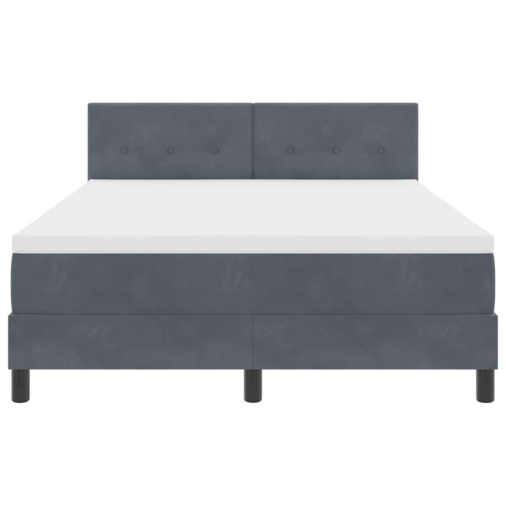 LED Box Spring Krevet s madracem Tamno siva 140 x 200 cm Baršun