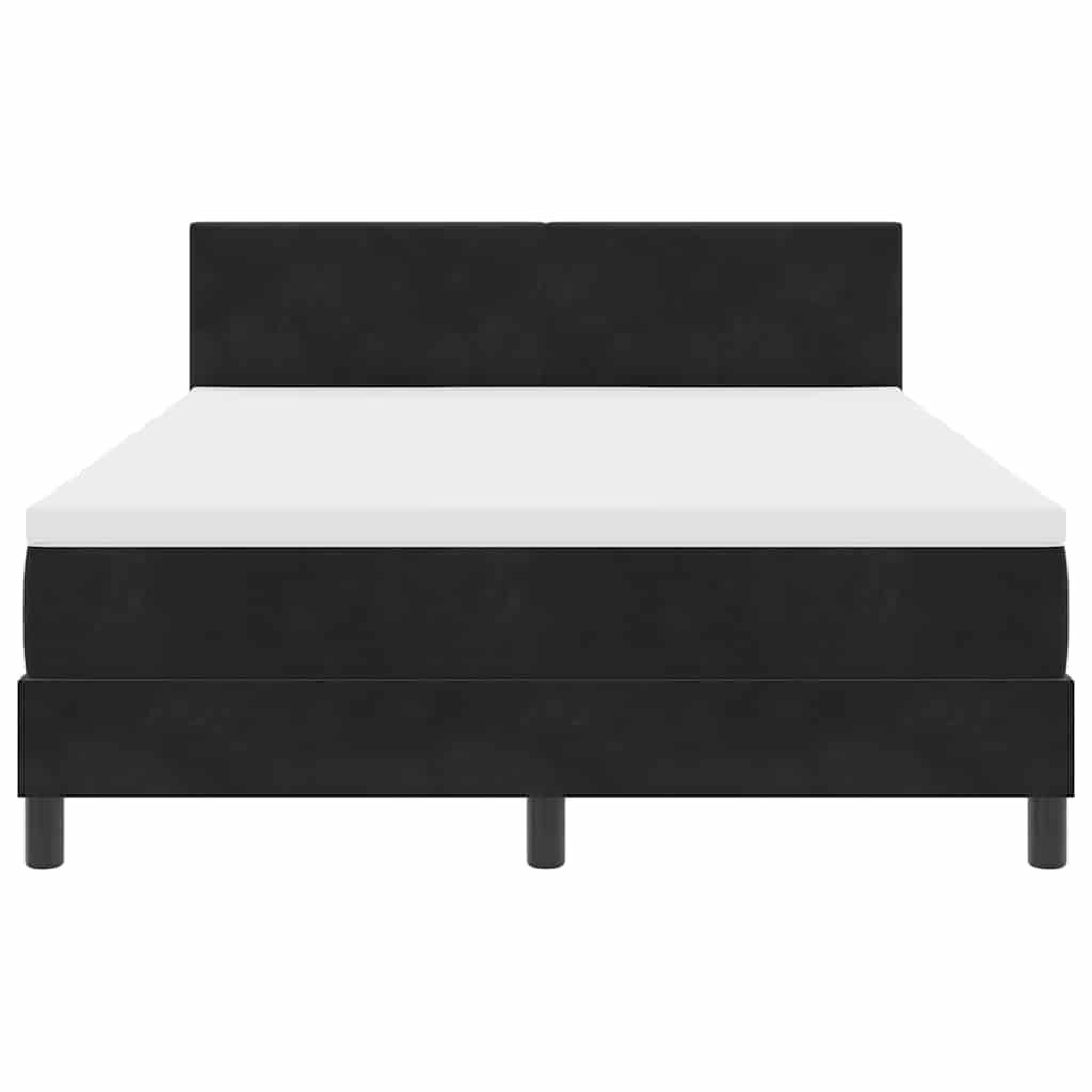 LED Box Spring Krevet s madracem Crna 140 x 200 cm Baršun