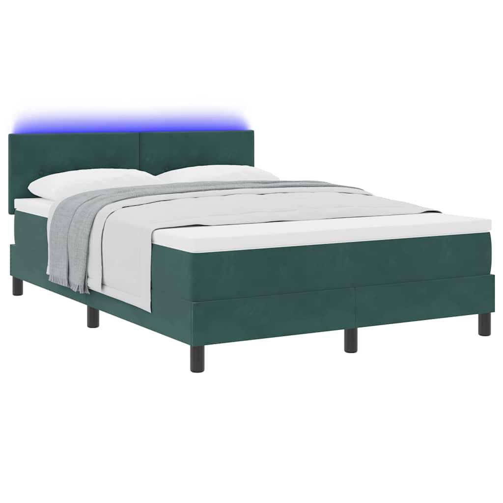 LED Box Spring Krevet Tamnozelena 140 x 200 cm Baršun