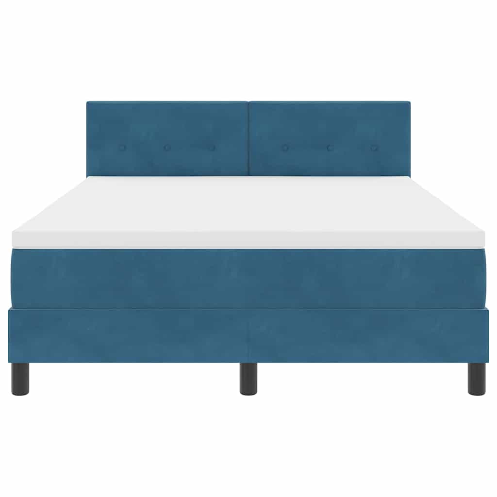 LED Box Spring Krevet Tamno plava 140 x 200 cm Baršun