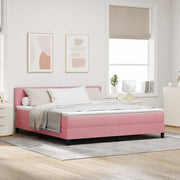 LED Box Spring Krevet Ružičasta 180 x 200 cm Baršun