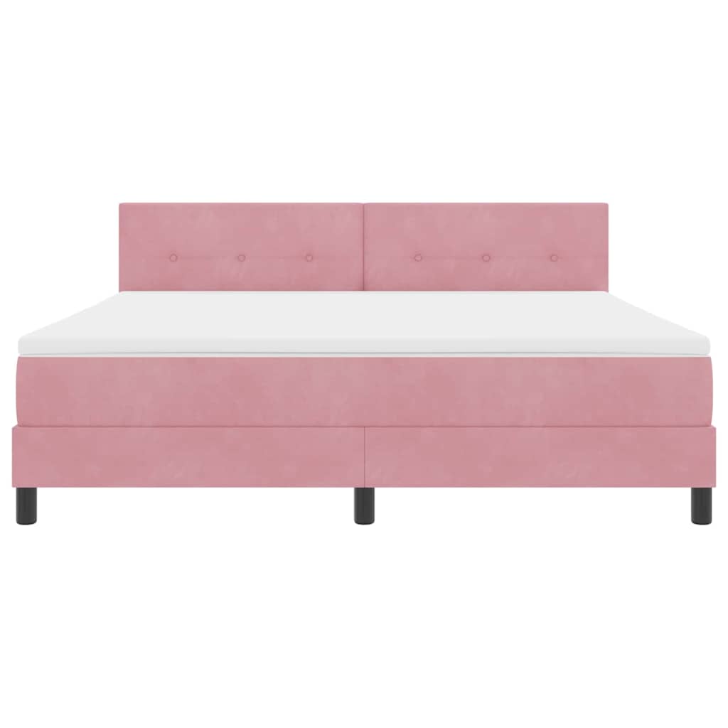 LED Box Spring Krevet Ružičasta 180 x 200 cm Baršun