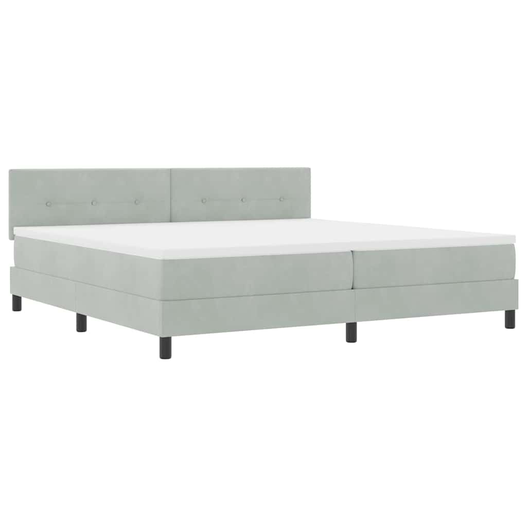 LED Box Spring Krevet Svijetlo siva 200 x 200 cm Baršun