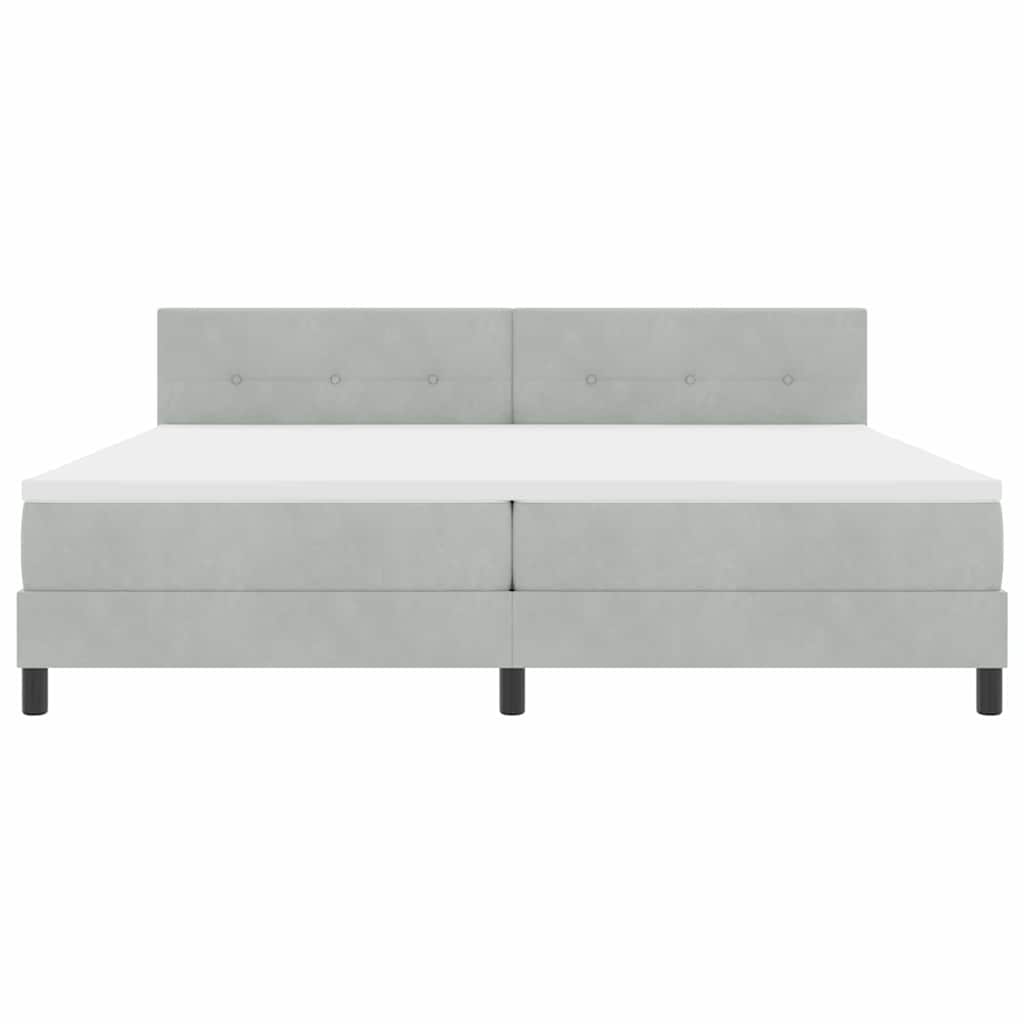 LED Box Spring Krevet Svijetlo siva 200 x 200 cm Baršun