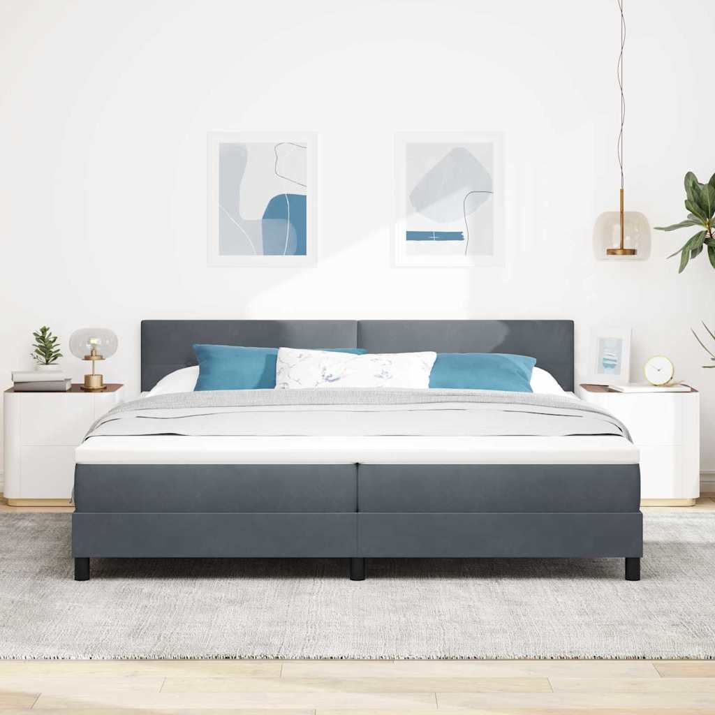 LED Box Spring Krevet s madracem Tamno siva 200 x 200 cm Baršun