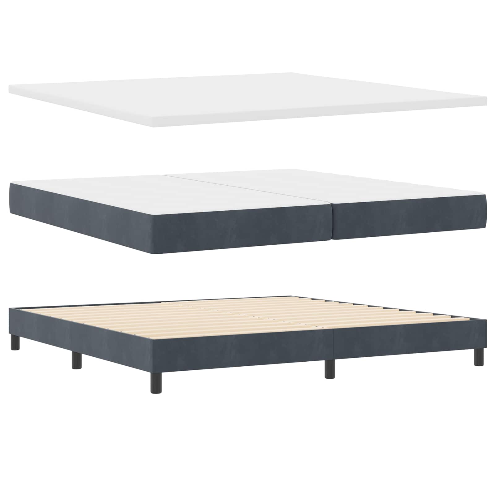 LED Box Spring Krevet s madracem Tamno siva 200 x 200 cm Baršun