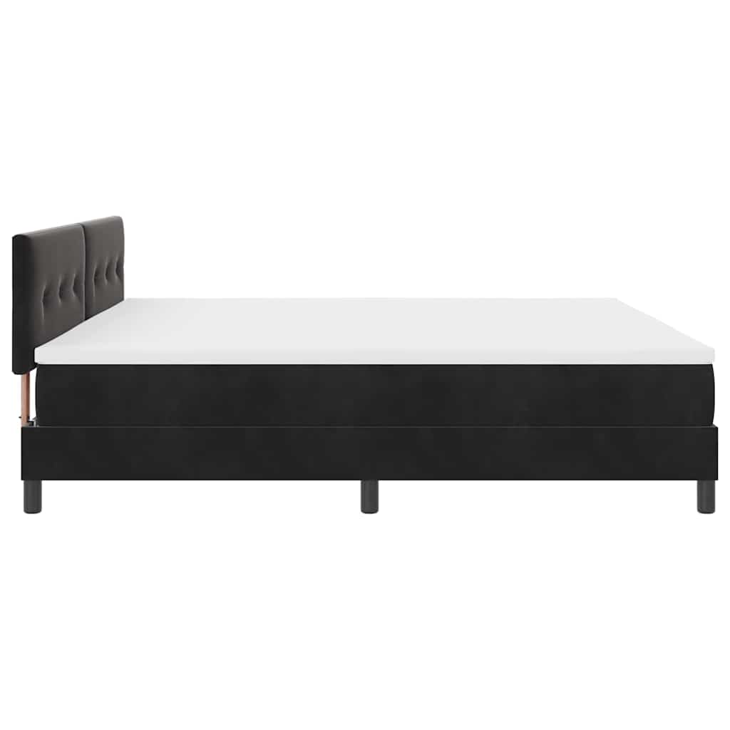 LED Box Spring Krevet s madracem Crna 200 x 200 cm Baršun