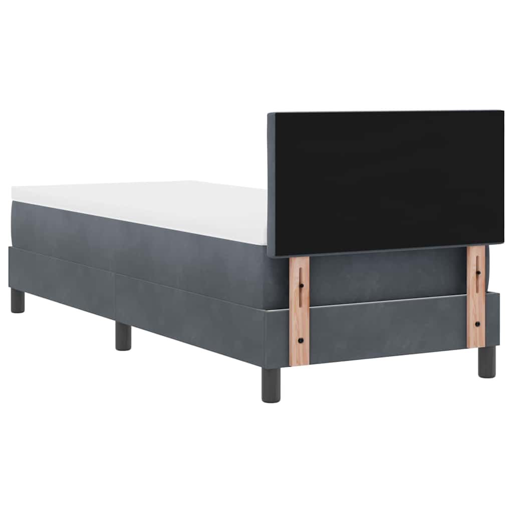 LED Box Spring Krevet s madracem Tamno siva 80 x 200 cm Baršun