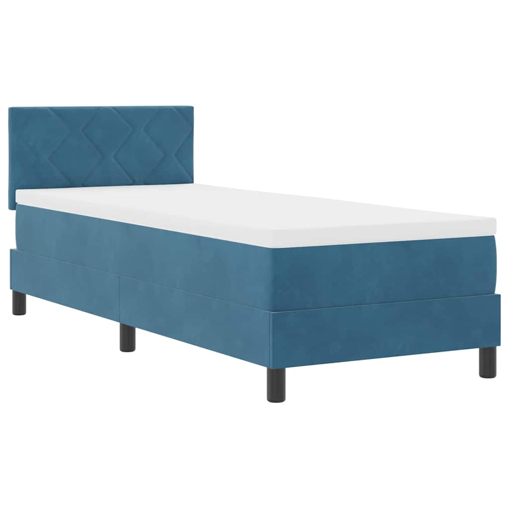 LED Box Spring Krevet s madracem Tamno plava 80 x 200 cm Baršun