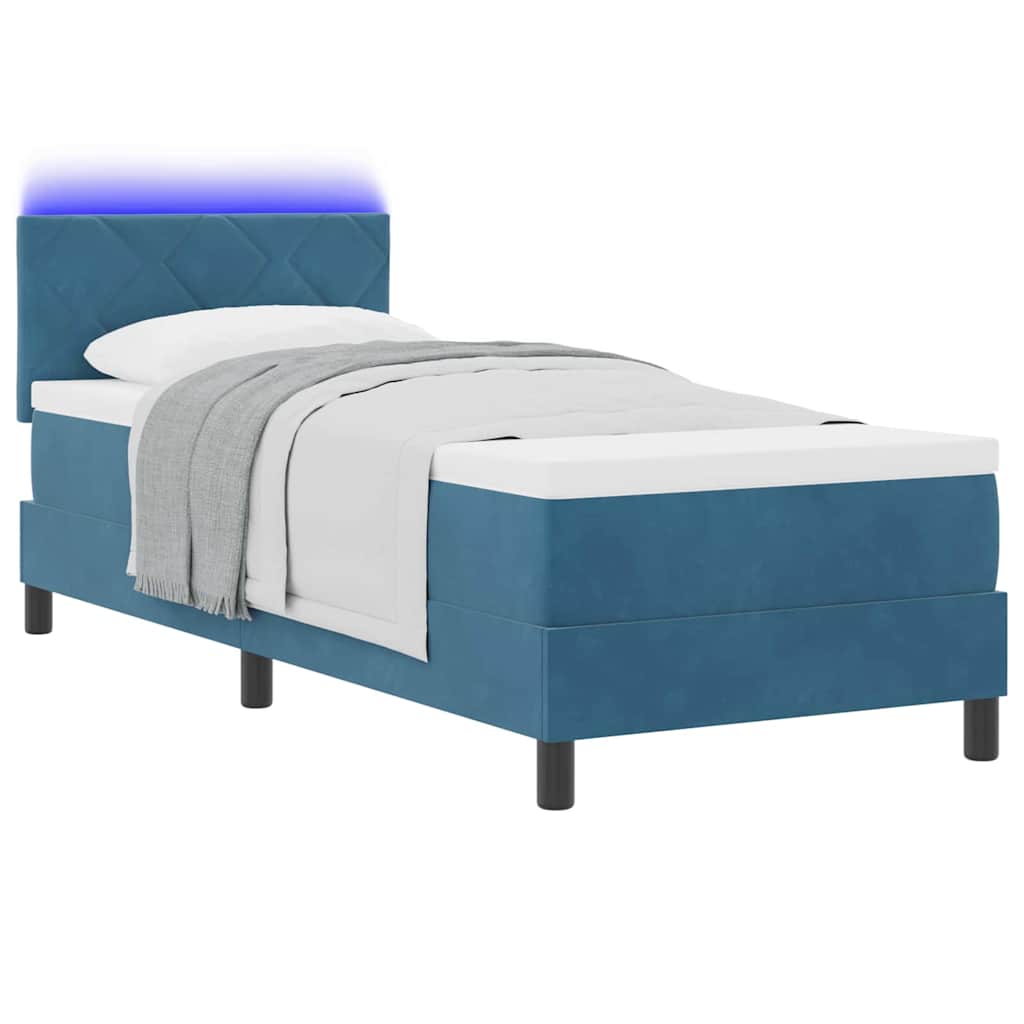 LED Box Spring Krevet Tamno plava 80 x 200 cm Baršun