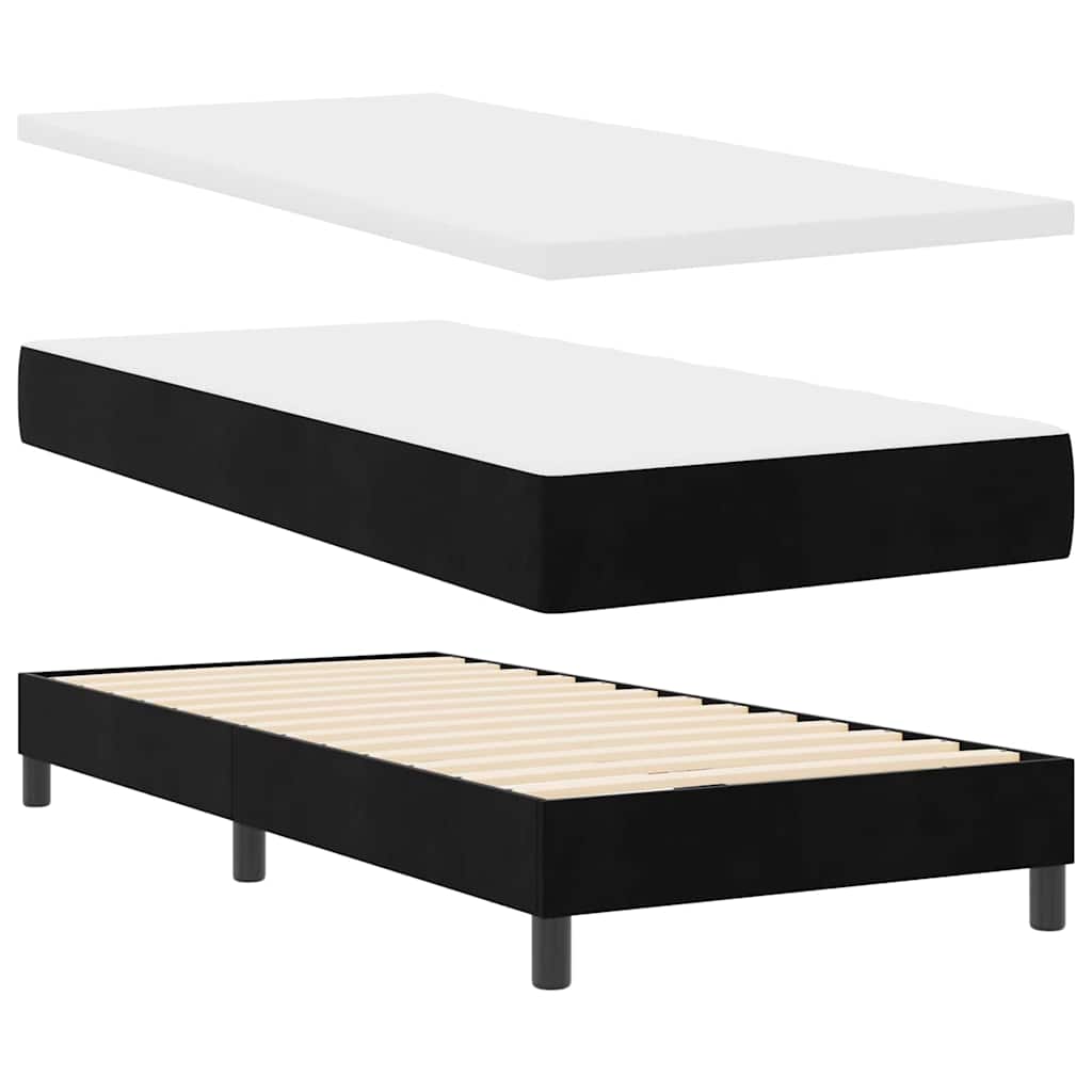 LED Box Spring Krevet s madracem Crna 90 x 200 cm Baršun