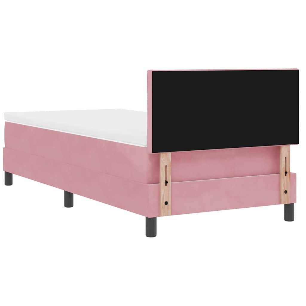 LED Box Spring Krevet s uzglavljem Ružičasta 90 x 200 cm Baršun