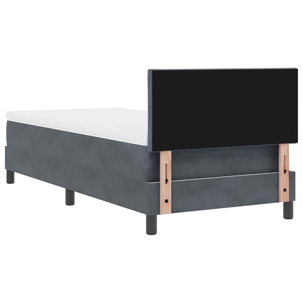 LED Box Spring Krevet s madracem Tamno siva 100 x 200 cm Baršun