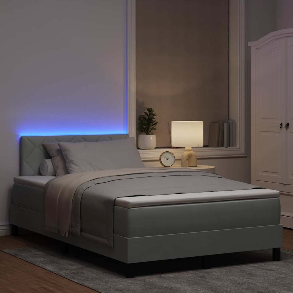 LED Box Spring Krevet Svijetlo siva 120 x 190 cm Baršun
