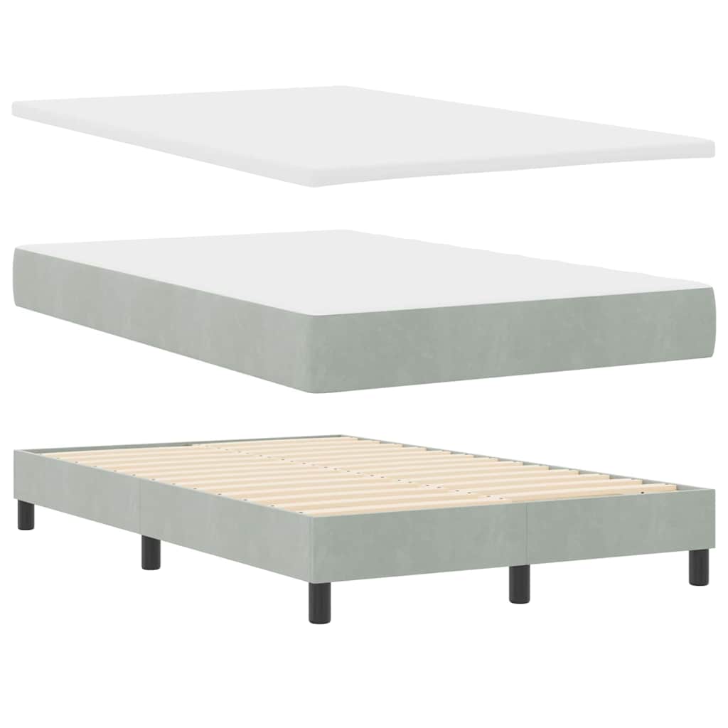 LED Box Spring Krevet Svijetlo siva 120 x 190 cm Baršun